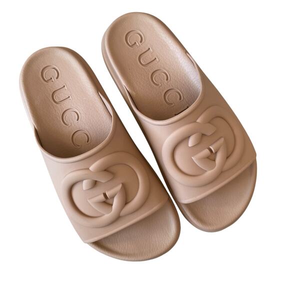 GUCCI Womens GG Rubber Platform Slide Sandals Camel 692845 EU 37, US 7 $650 NEW - Picture 4 of 16